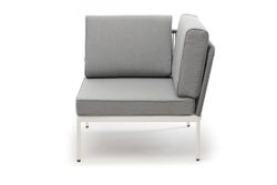 "Канны" угловой модуль плетеный из роупа, каркас алюминий светло-серый (RAL7035) шагрень, роуп серый круглый, ткань серая 017