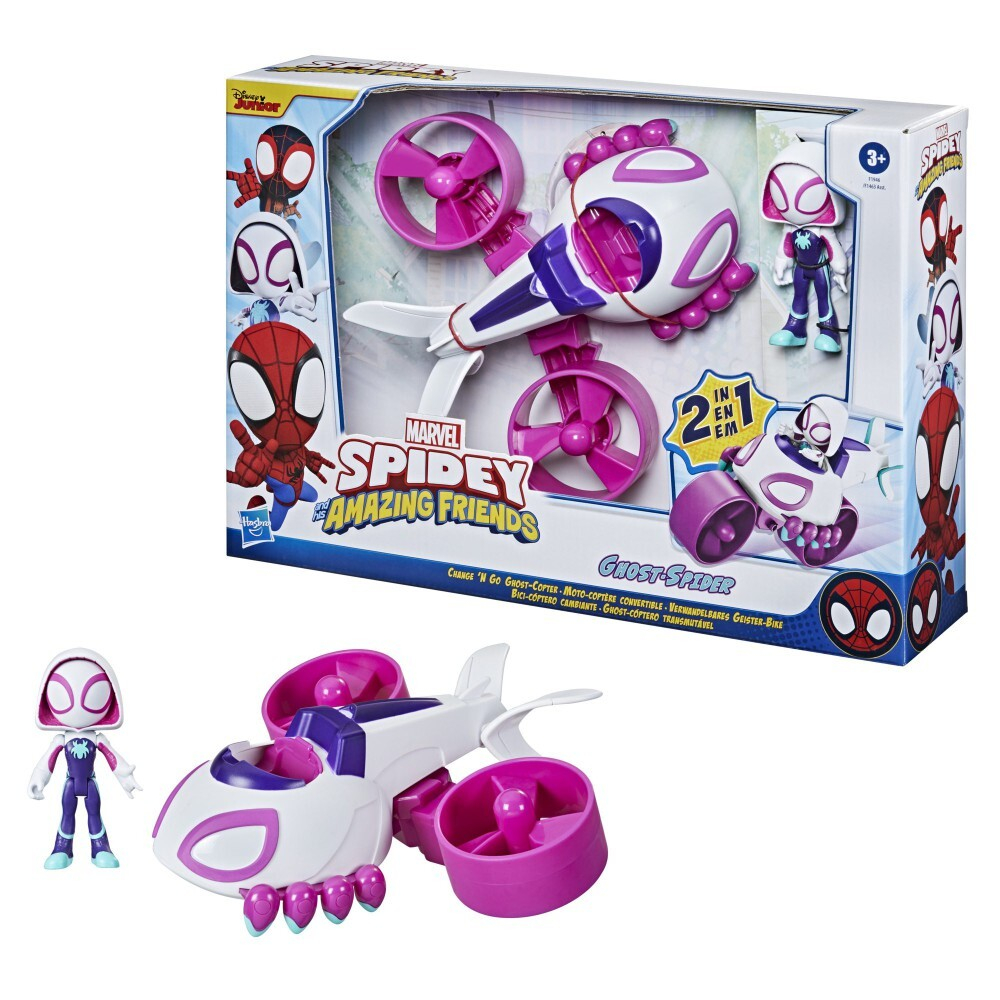 Hasbro Marvel Spidey Amazing Friends - Транспортное средство Ghost-Copter 2в1 + фигурка Призрака-Паука 10 см. / артикул   F1463 F1946  / GTIN 5010993860432