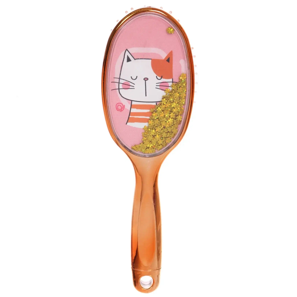 Расческа массажная зеркальная «Animals», милые котики, микс 4 цвета, 7*23.5 см (блистер Ultramarine)