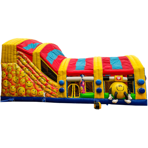 Коммерческий надувной батут «Смайлики» с крышей, размер 12*8*7 м
