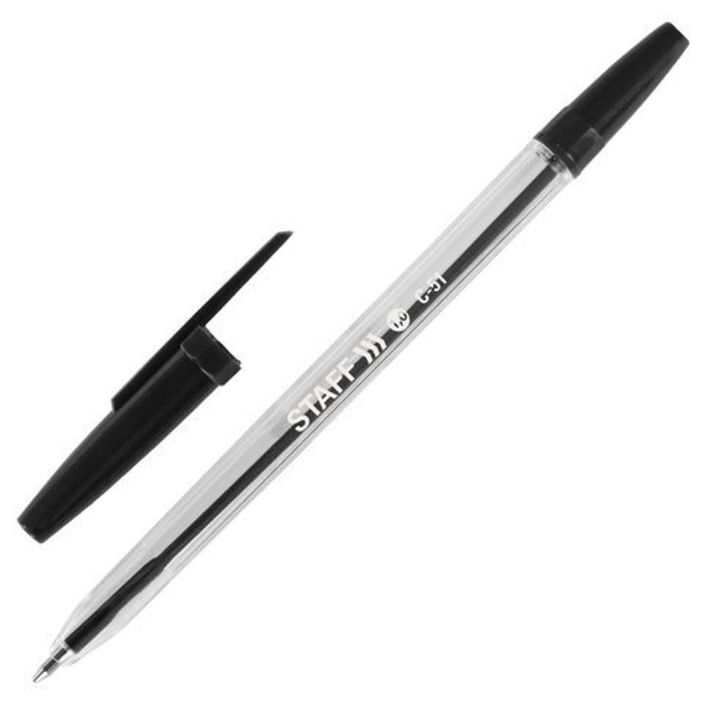 Ручки шариковые STAFF "C-51", НАБОР 10 шт., АССОРТИ, узел 1 мм, линия письма 0,5 мм, 142818