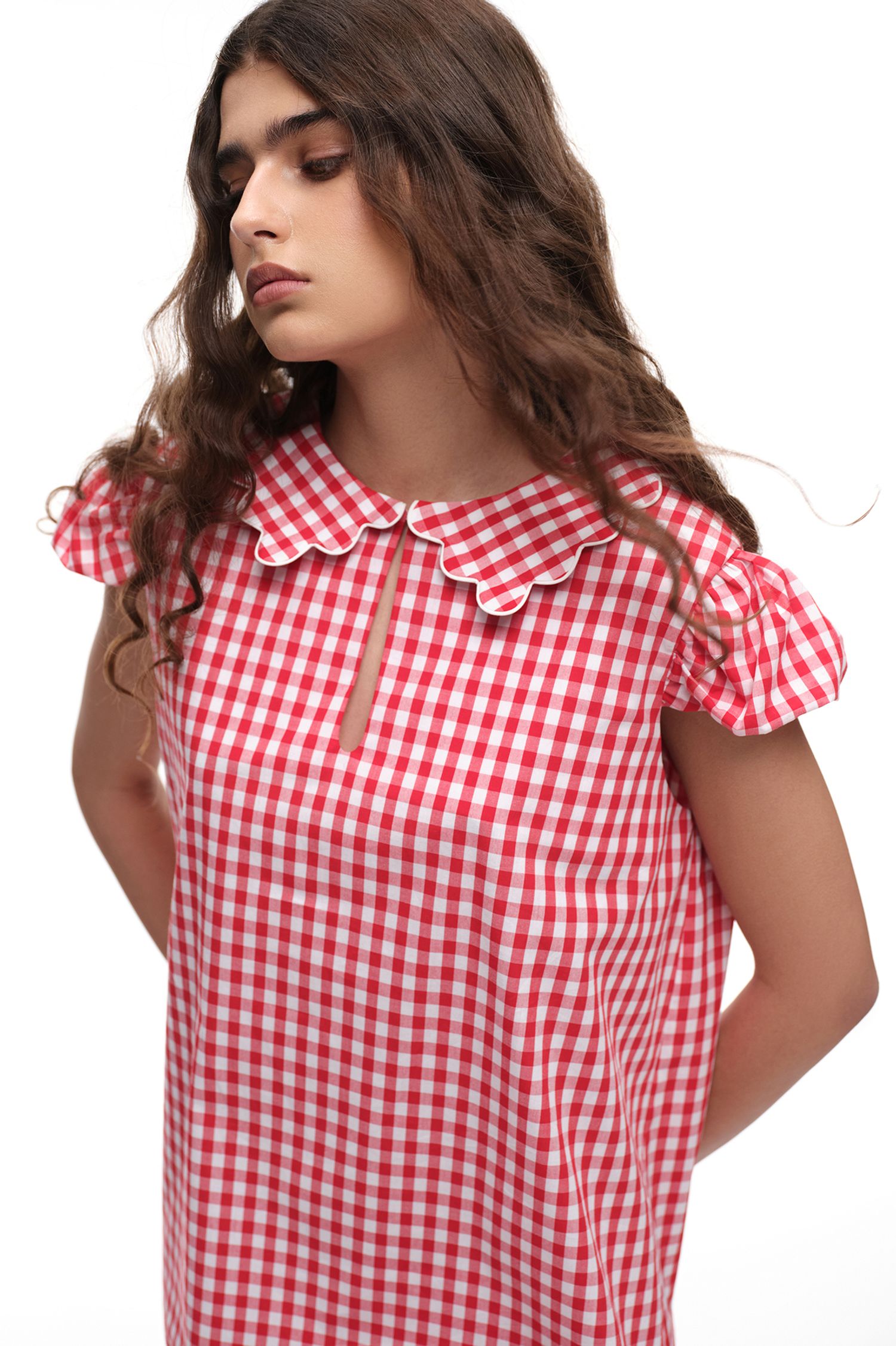 Платье мини в клетку (Биркин), красное