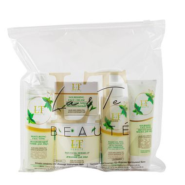 Набор Алоэ и зеленый чай(питательная маска.ПЭДЫ,крем для лица.гель-пилинг.тоник для лица.пакет 250*250) La and Te beaute LT-46
