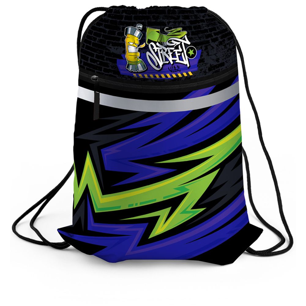 Мешок для обуви 1 отделение Berlingo "Street vibe", 460*360мм, светоотражающая лента, карман на молнии