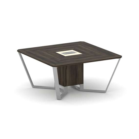 Steel Meet Стол переговорный квадратный KMK-PR.B.SP-08 Дуб Мали/Ваниль Глянец/Металл Серый 1600*1600