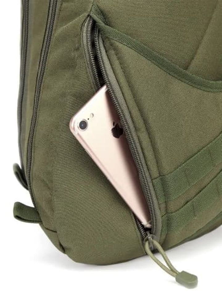 Сумка через плечо большая, молния сбоку (олива)