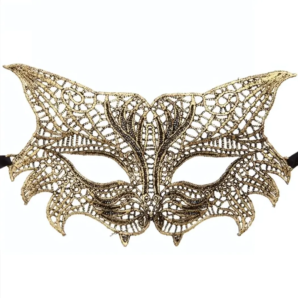 Маска кружево»Тигрица», золотой