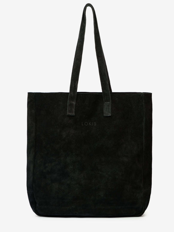 сумка шоппер черный на молнии замша