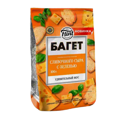 Сухарики Flint пшеничные Сливочный сыр с зеленью 100 гр