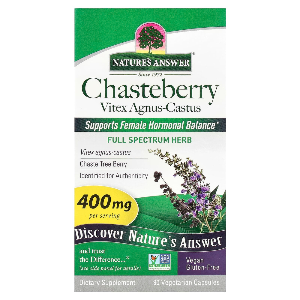 Nature's Answer, Chasteberry, Vitex Agnus-Castus, 400 мг, 90 вегетарианских капсул