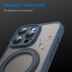 Чехол с магнитным поворотным кольцом-подставкой для iPhone 16 Pro Max, синий цвет рамок, поддержка MagSafe