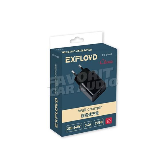 СЗУ 2USB Exployd EX-Z-448 Classic 3400mA пластик чёрный