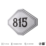 Номерок на дверь квартиры 815, для кабинета, офиса, шильдик 9 х 7 см, серебристый, Айдентика Технолоджи