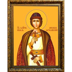 Михаил Феодорович Ярославский благоверный князь. Икона на холсте.