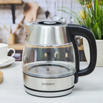 Чайник электрический 1,2л Energy E-222, стекло, пластик, черный