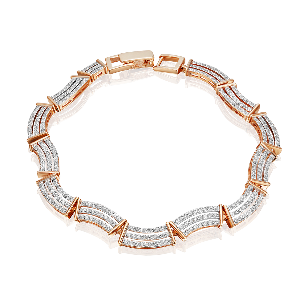 Браслет из красного золота с фианитами