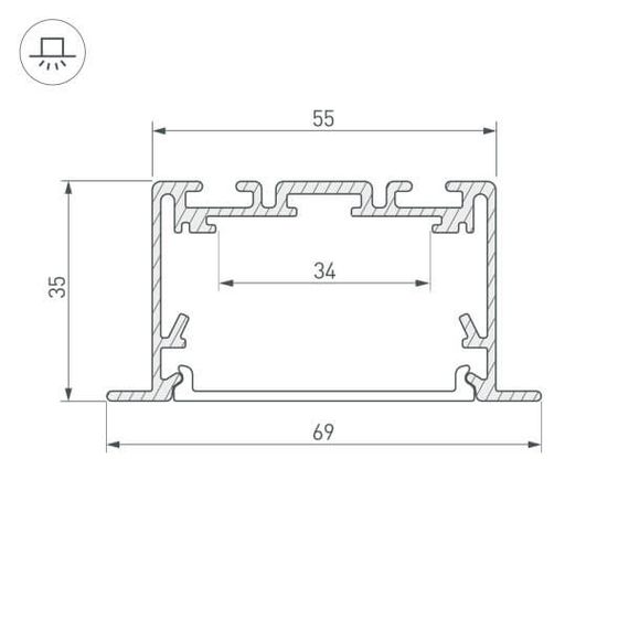 Профиль Arlight S2-LINIA69-F-2500 SEAMLESS BLACK (Arlight, Алюминий) 033534