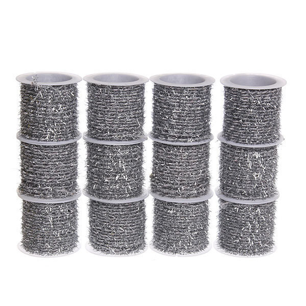 Шнур декоративный с бахрамой 4м серебро 12шт