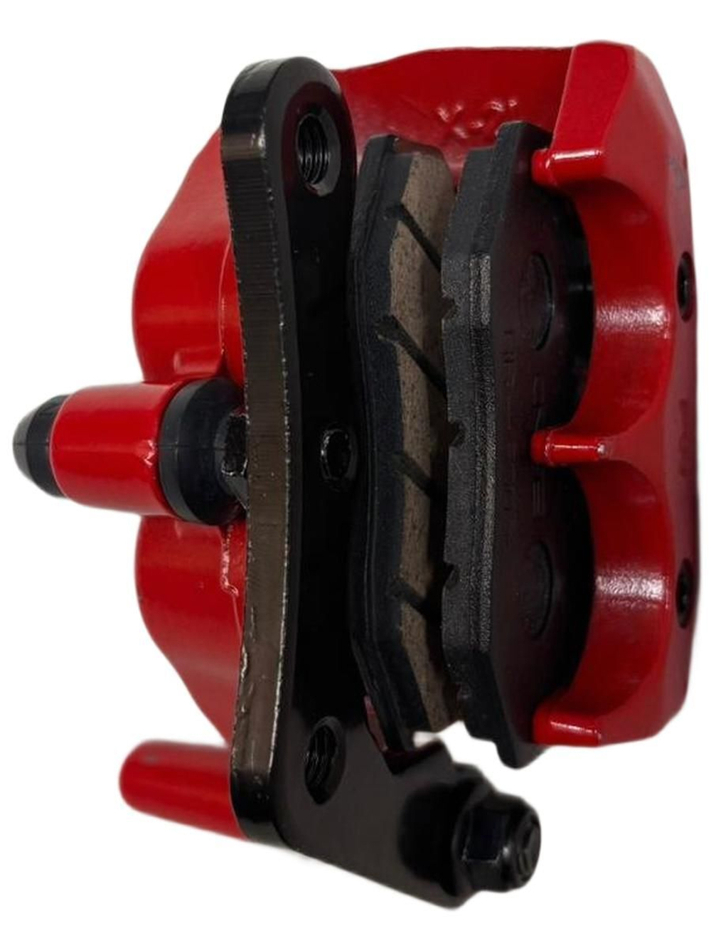 Суппорт тормозной калипер 2 поршня, 1 болт М10 красный гидравлический для электровелосипеда