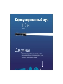 Ручной фонарь 1Вт LED/с линзой/с зумом/1xAA/алюминий