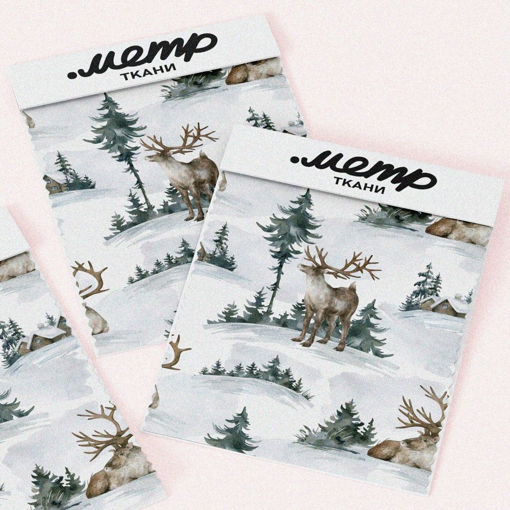 Ткань блэкаут лось на зимнем пейзаже