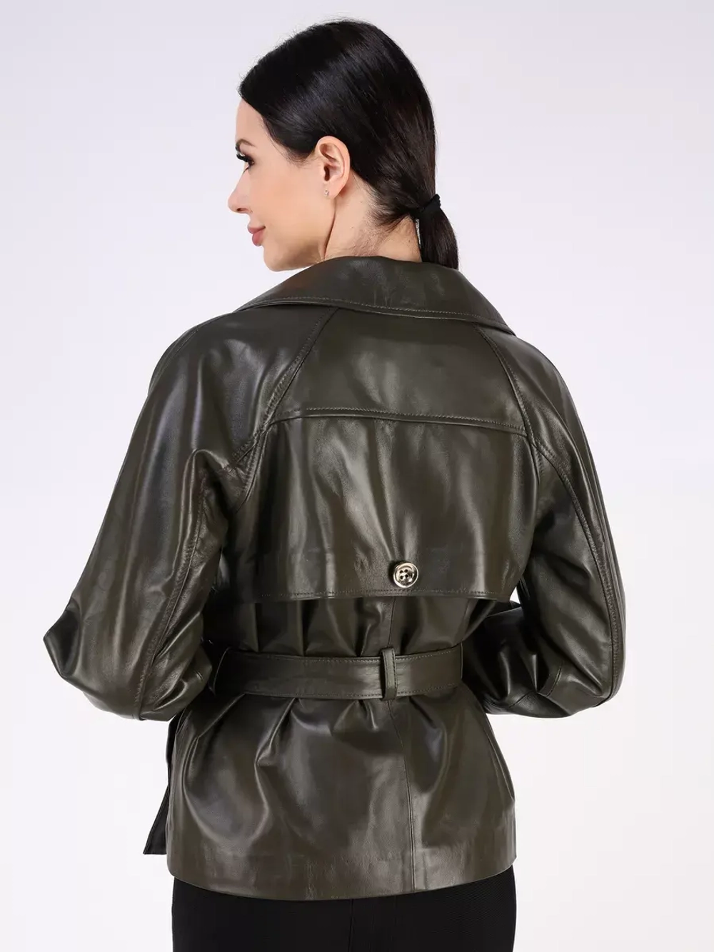 Кожаная куртка осень Турция тренч короткий