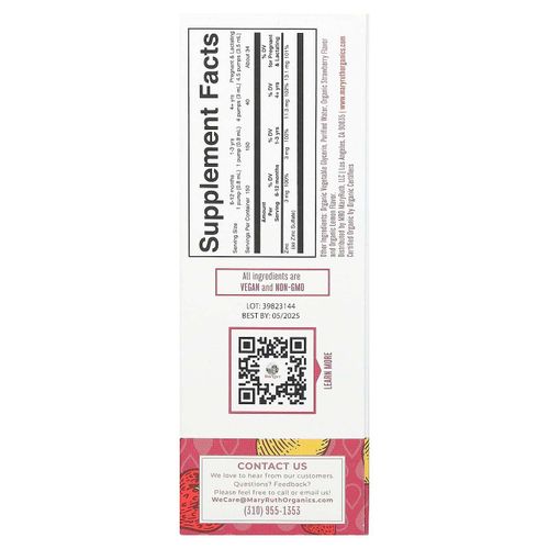 MaryRuth's, Жидкие капли с органическим ионным цинком, клубника и лимон, 3 мг, 120 мл (4 жидк. Унции)