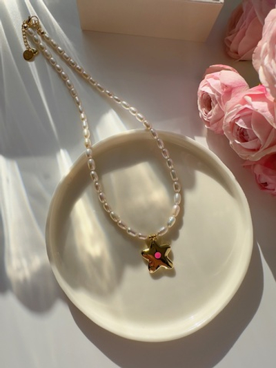 Ожерелье Звезда на белом жемчуге