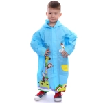 Дождевик-плащ детский «Веселые приключения-Жирафик» с капюшоном,регулир.манжет, цвет голубой, размер L(78*52см) ДоброСад
