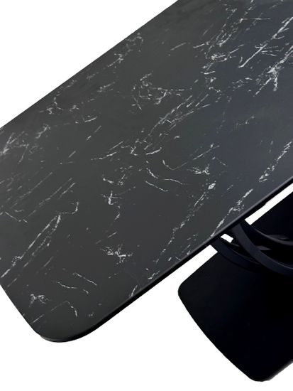 Стол MALTA 160 NERO KL-116 Черный мрамор матовый, итальянская керамика/ черный каркас
