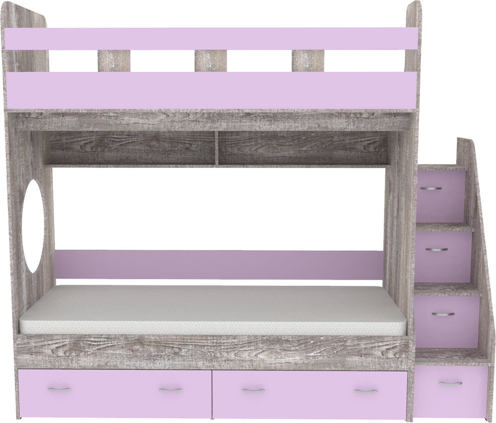 Двухъярусная кровать КарИВи Юниор 1 90х200 Бетон Ирис