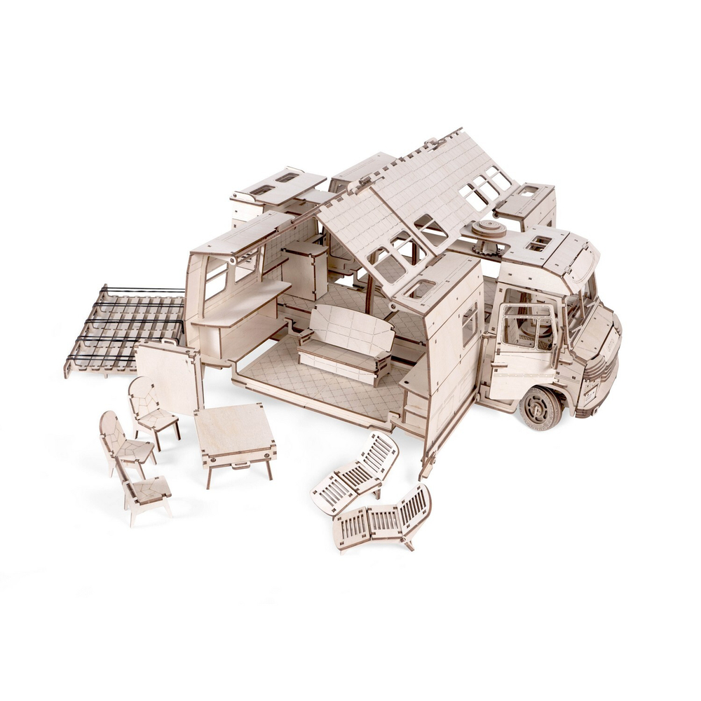 Деревянный конструктор Кукольный дом на колесах - Трейлер-дом "Пикник" (Lemmo)