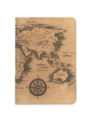 Обложка для паспорта Карта светло-коричневый нубук