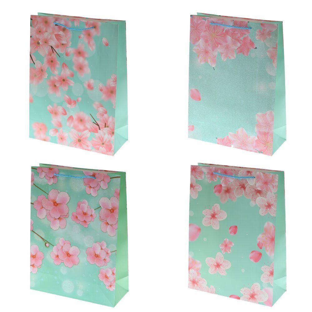 GAEM Пакет подарочный L (бумага 210г/м2, блок 12шт), L30 W12 H40 см, 4в.