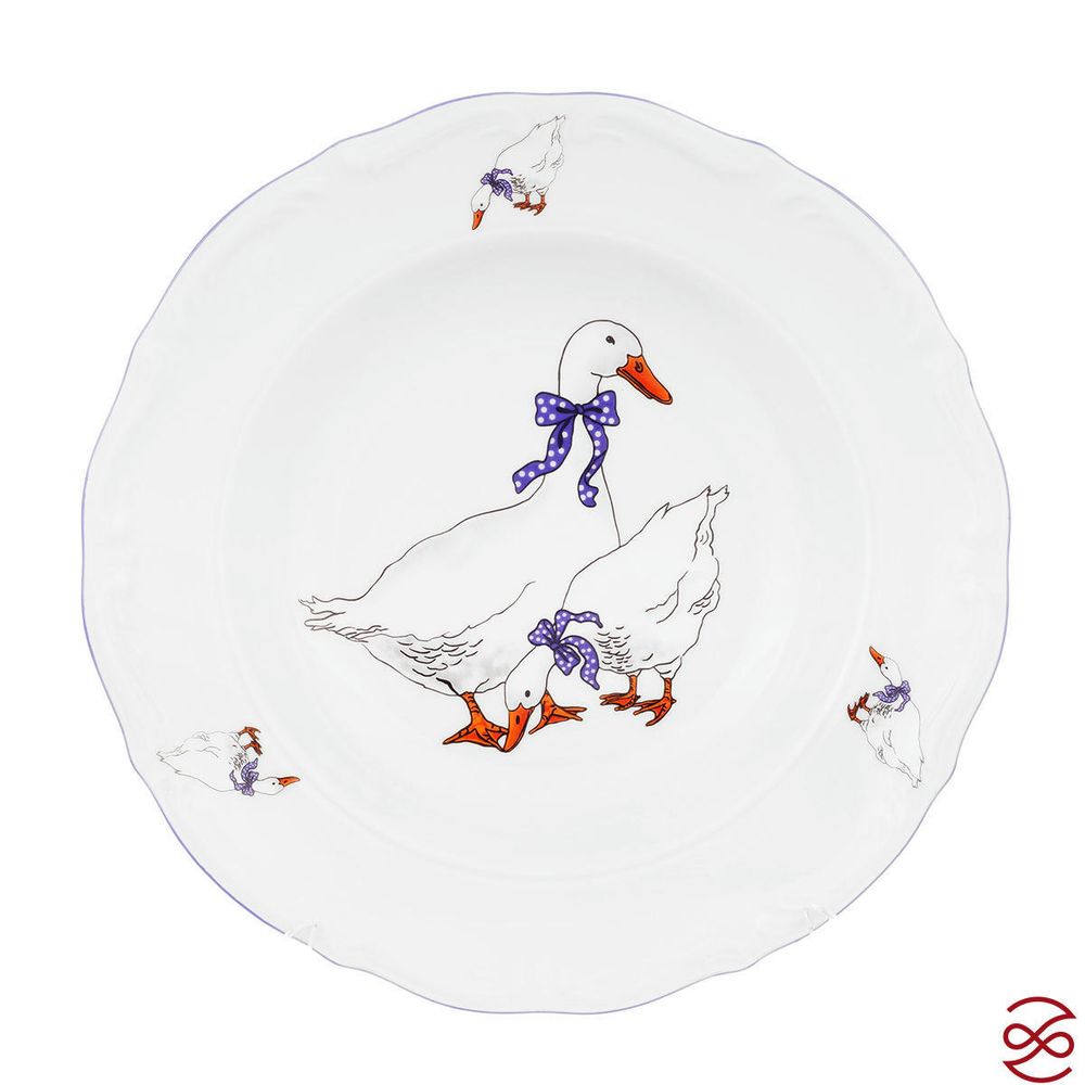 Набор глубоких тарелок 22,5 см Гуси (6 шт) ,объем 300 мл. высота тарелки 4 см.