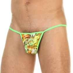 Мужские трусы стринги зеленые с принтом Cosmos Colors CP01GYO