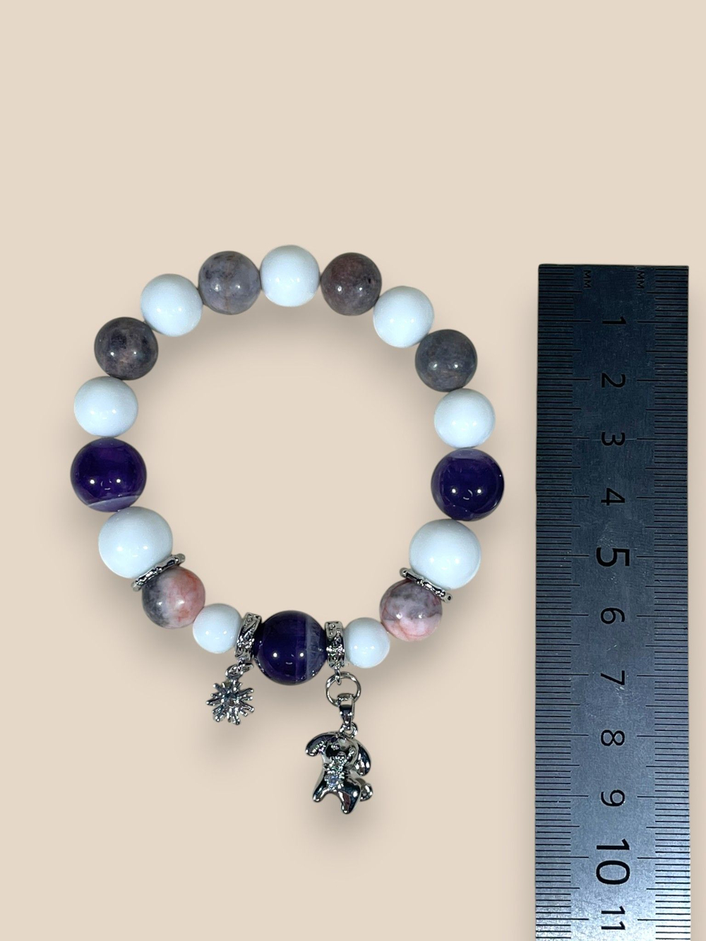 Браслет для Девы, агат, аметист и яшма