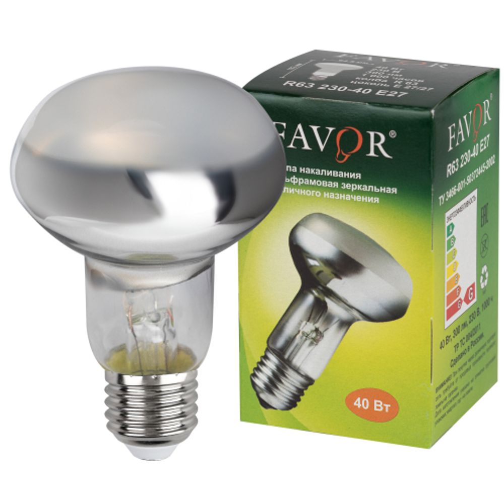 Лампа Favor R63 230-40 E27 40Вт 230В рефлектор с отражателем | Favor