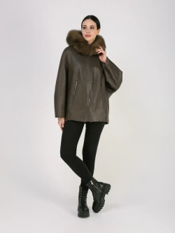 Дубленка зимняя натуральная с капюшоном оверсайз