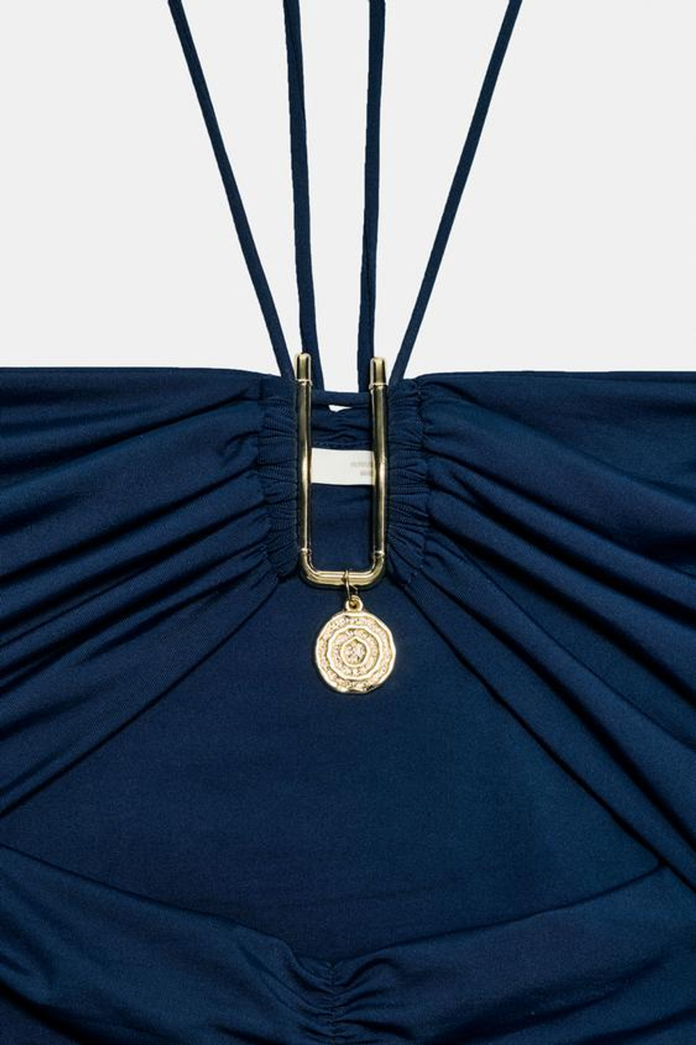 ZARA ПЛАТЬЕ МИДИ С ВЫРЕЗОМ ИЗ ПОЛИАМИДА, МОРСКОЙ СИНИЙ