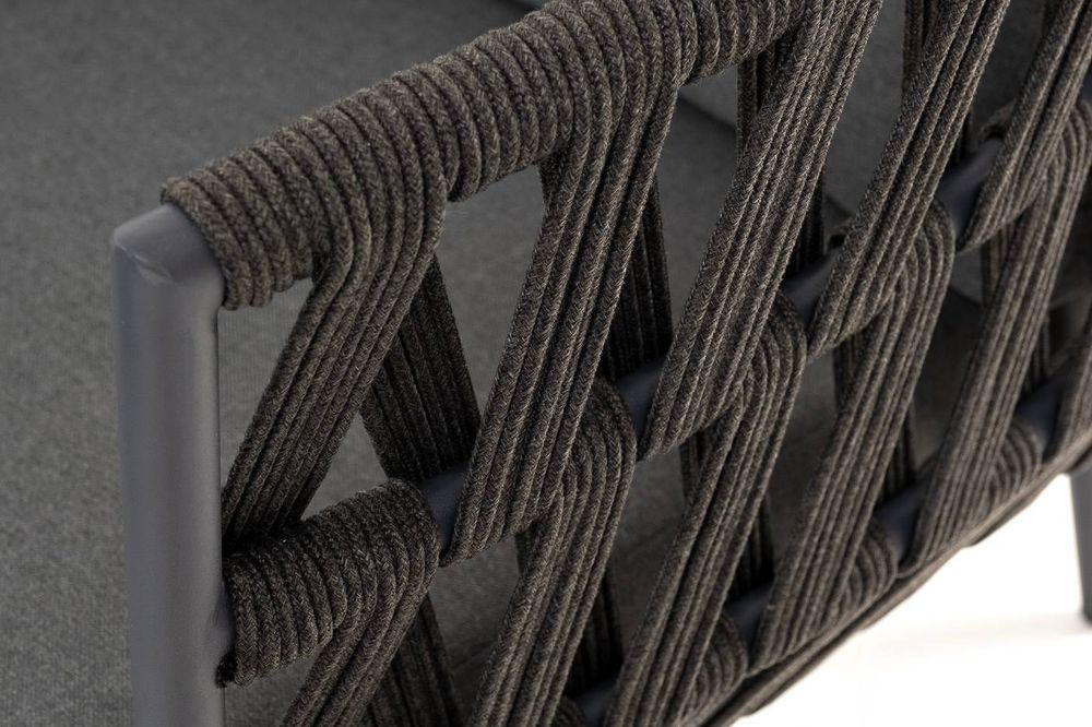 "Диего" лаунж-зона 4-местная плетеная из роупа (веревки), каркас алюминиевый темно-серый, роуп темно-серый