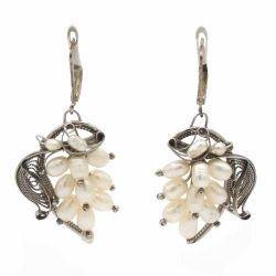 Серьги "Гроздь" жемчуг, скань асс.