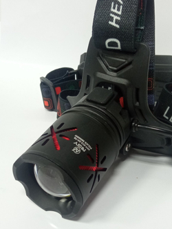 Фонарь налобный высокой яркости NGY HYT-012-2J-P90. (черный) (с зумом,Type-C/USB, 2 аккумулятора 18650)