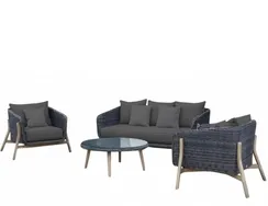 Комплект уличной мебели Jura из массива акации, алюминия и ротанга, серый, антрацит