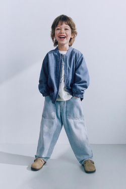 ZARA ДЖИНСЫ BAGGY FLUIDO, ГОЛУБОЙ