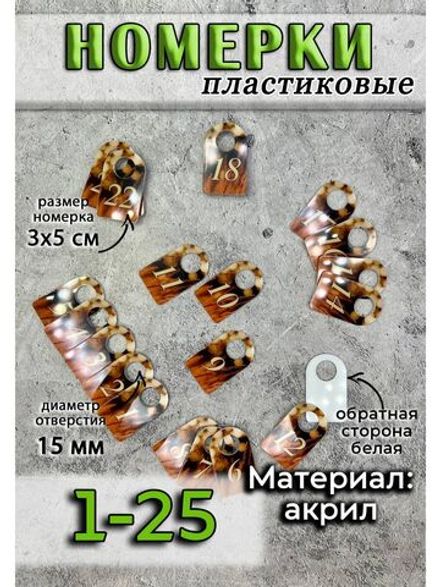 Номерки для ключей акрил 3х5 см