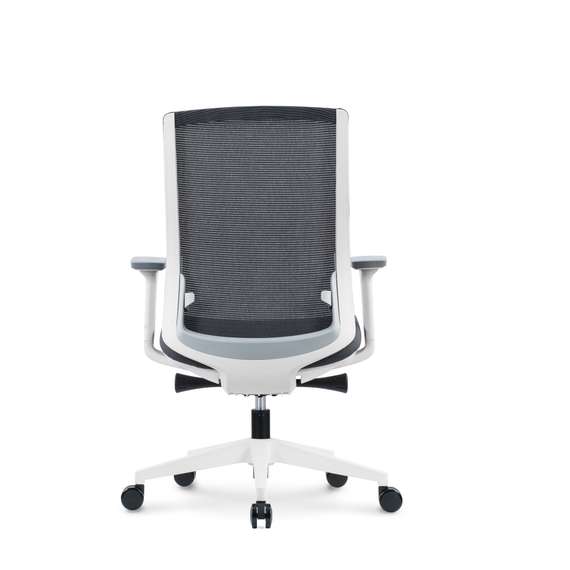 Кресло офисное Норден / Руби LB / Ruby LB / белый пластик / серая сетка / серая ткань