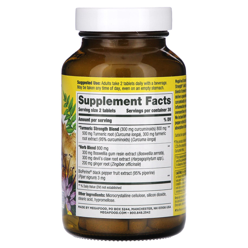 MegaFood, куркумин, для здоровья суставов, 60 таблеток