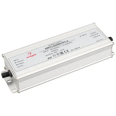 Блок питания ARPV-LG24200-PFC-A (24V, 8.3A, 200W) (Arlight, IP67 Металл, 5 лет) 030019