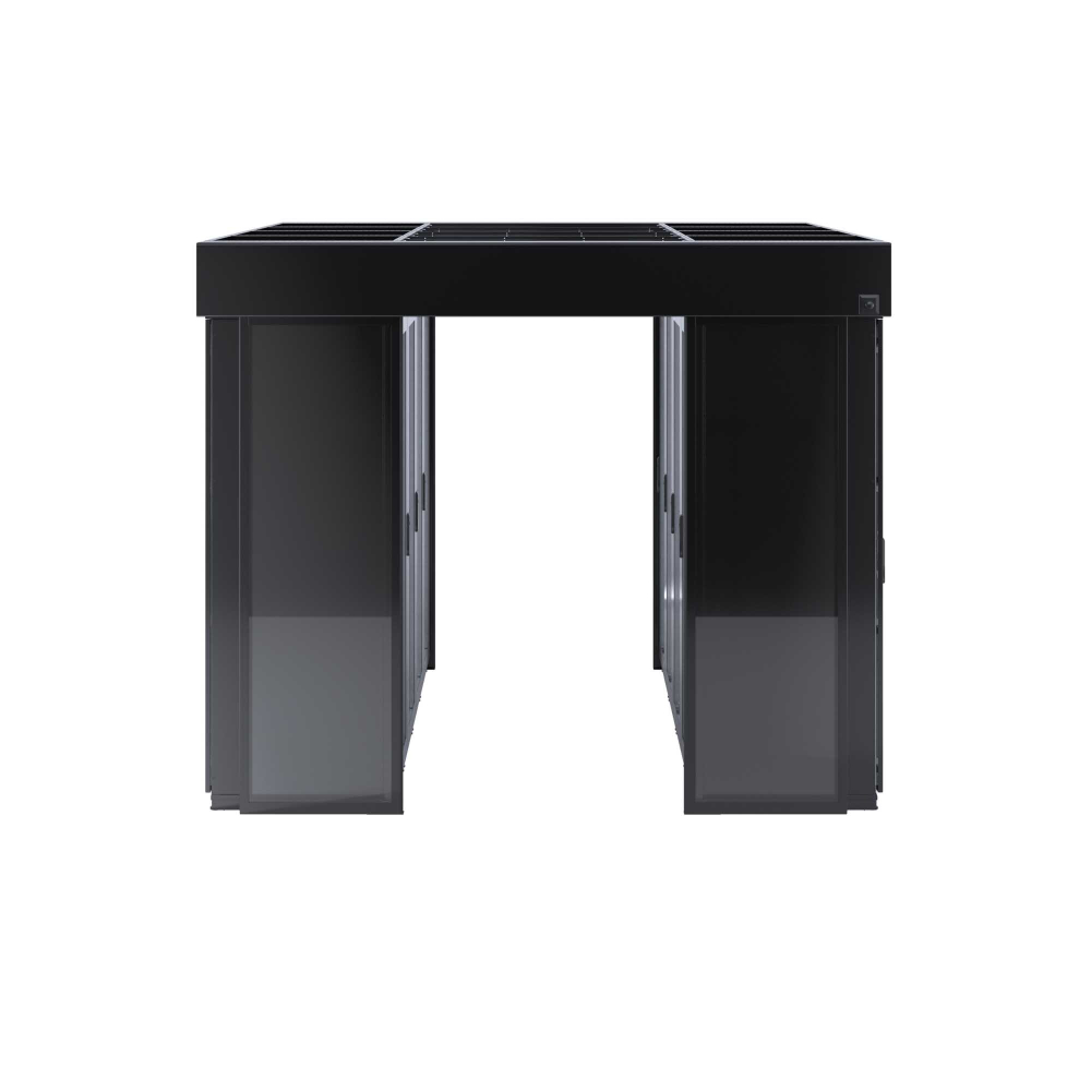 Холодный коридор, шириной 1200мм, высотой 2120, глубиной шкафов 800мм и глубиной коридора 1,7 м, с автоматическими дверями, и задней панелью